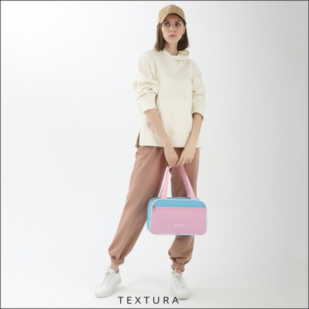Bag for lightning shoes, textura, outer pocket, pink/blue color-5