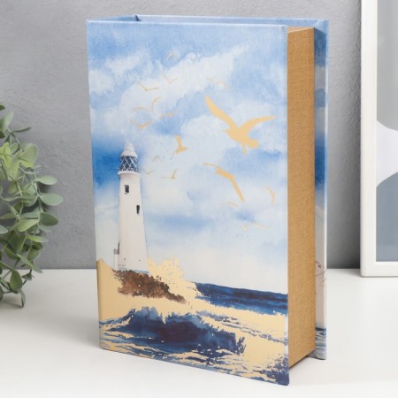 Safe Brush tree to the leatherette "Lighthouse. Seagulls. Gold" 27x18x7 cm-1