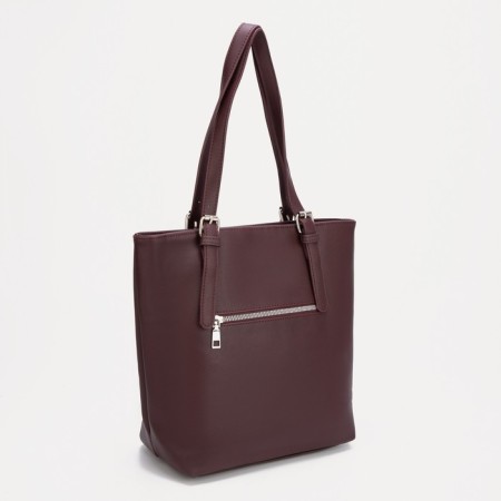 Luggage bag, external pocket, long belt, burgundy color-1