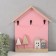 Decorative tree hooks "Houses and trees" pink 28x33.5 cm