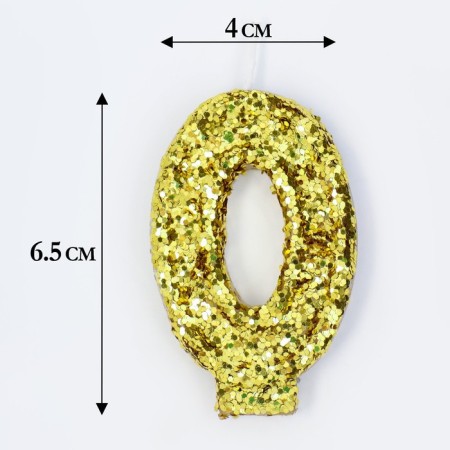 Candle in the cake "Square", number "0", gold, 5.5 cm-1