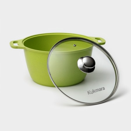 Trendy Style pan, 6 l, glass cover, anti -stick coating, green color-1