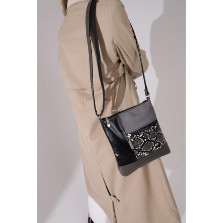 Cross-Bodi El Masta with a zipper, 2 outer pockets, a long belt, black/gray color-3