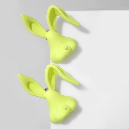 Earrings Plastic "Rabbits", Salad color-1