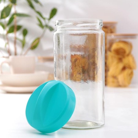 Bank for bulk products Avena, 1.5 l, with a lid, turquoise color-2