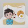 Emall earrings “What was before” chicken and egg, colored in gold