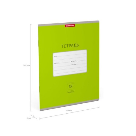 Notebook 12 sheets in the Erichkrause Bright line "Classic", cover coated cardboard, green-3