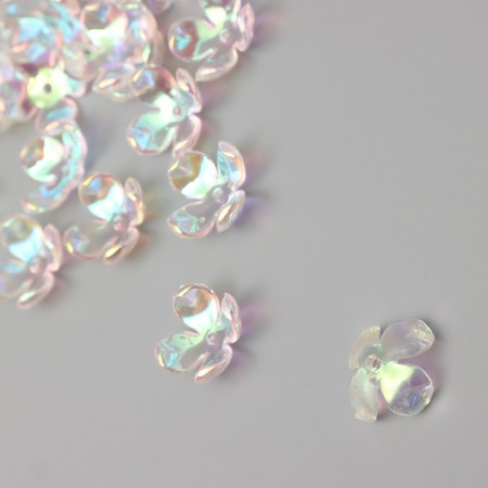 Beads for creativity plastic "Four -leaved flower" set of 20 pcs Transparent pearl. 1.6x1.4 cm 9104-2