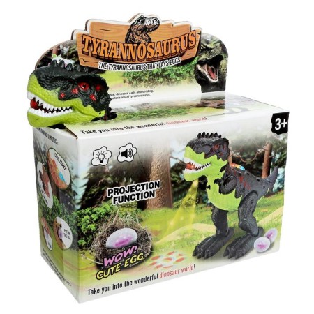 Rex dinosaur, lays eggs, projector, light and sound, works from batteries, green color-4