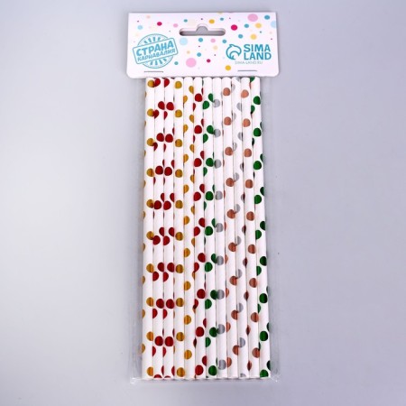 Pipe for cocktail "peas", embossing, set of 12 pcs., Mix colors
