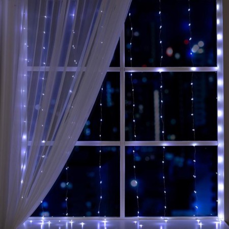Garland "Curtain" 1.6 × 1.6 m dew, IP20, silver thread, 160 LED, white glow, 8 modes, 220 V