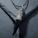 Unisex "Fang" with runes, black color in black silver, 44 cm