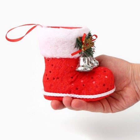 New Year! Gift packaging "Boot", with bells, red color-4