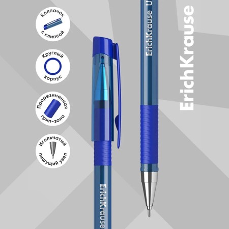 Ballic handle Erichkrause Ultra-30, node-bela 0.7 mm, blue, rubber emphasis, letter line 2000 meters-2