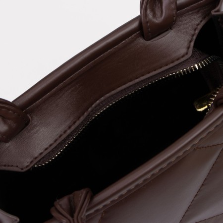 Bag Women's Tout with zipper, brown color-3