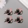 Decor for creativity metal, enamel "Black cat with candy" Black-pink 2.4x3.1 cm