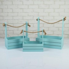 A set of wooden pots 3 in 1 (30.5 × 18.5 × 35; 25.5 × 15 × 30; 20 × 12 × 23) 