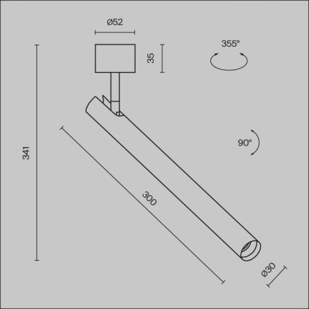 Technical C141CL-L300-6W3K-B, LED, 6 W, 30x30x341 mm, 270 lm, 3000K, black lamp-8