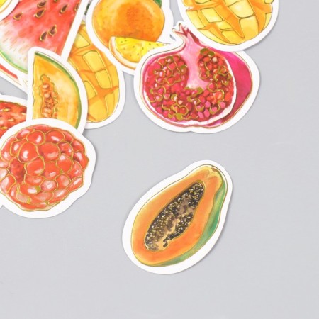 Stickers for creativity "Fruits and berries" embossing gold set 48 pcs 9x7x0.8 cm-3