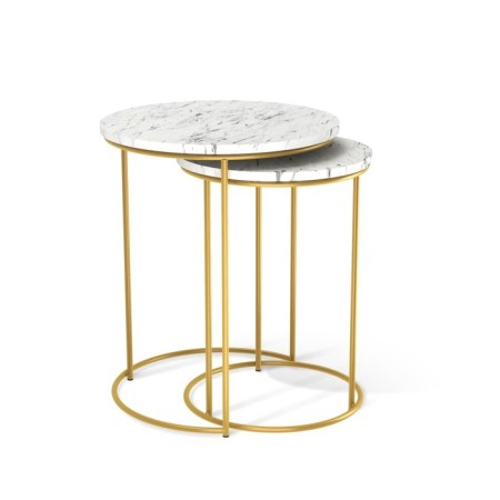 Journal table, 450x450x550, marble Carrara White/gold