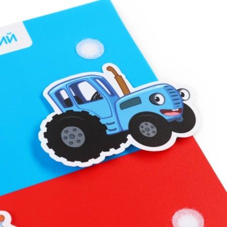 Developing toy "Fun Velcro", study colors, blue tractor-5