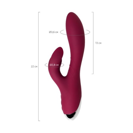 Vibrator with clitoral stimulant L’Eroina by Toyfa Mion, silicone, burgundy, 22 cm-8