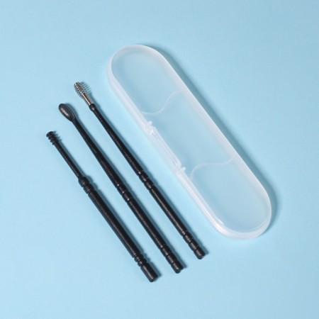 Ear cleaning set, 3 items, in a plastic case, 10.5 × 3 × 1 cm, black color-4