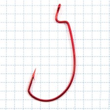 The hook KOI Super Lock Worm, size 20 Ints, Red color, offset 10 pcs.