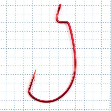 The hook KOI Super Lock Worm, size 20 Ints, Red color, offset 10 pcs.