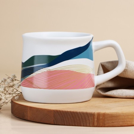 Ceramic mug "Mountains", 380 ml, white color-1