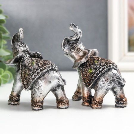 Souvenir Polystone "Elephants in Triangular Propons" set 2 pcs 8x3x7.5 cm-4