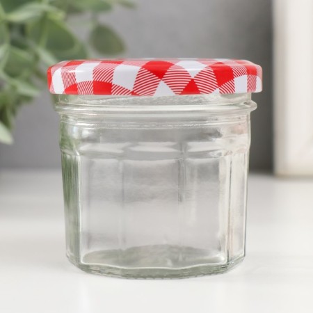 Bank for suppositories Glass with a polyhedron cover is a transparent 100 ml 6.7x6.7x6.5 cm