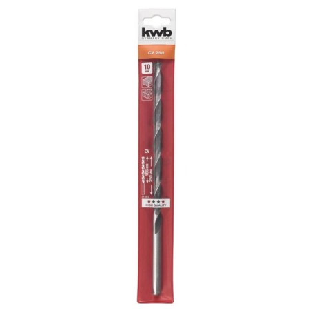 KWB wood drill, 10x250 mm, cylindrical shank, steel CR-V-1