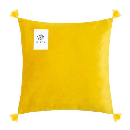 Decorative pillowcase with brushes Ethel color yellow, 45x45 cm, polyester, velor-4
