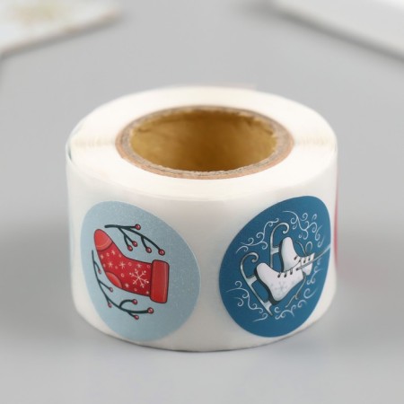 New Year Sticker Paper "Fox" d = 2.5 cm 252 pcs in the roll-2