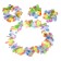 Set of Hawaiian theme 4 in 1: necklace, wreath, 2 bracelets, multicolored flowers