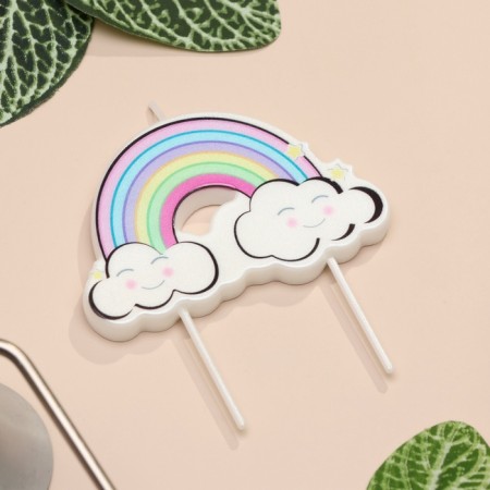 Candle for the Cake "Rainbow Clouds", multi -colored