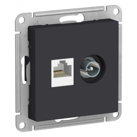 Computer outlet SE AtlasDesign, RJ45, TV, built -in, IP20, carbon color, Atn001089