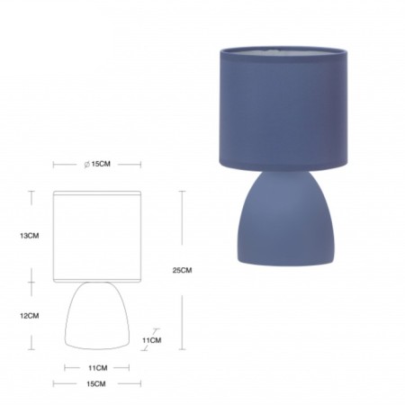 Rivoli Nadine 1he14 table lamp, 40 watts Ceramics Blue with lampshade-3
