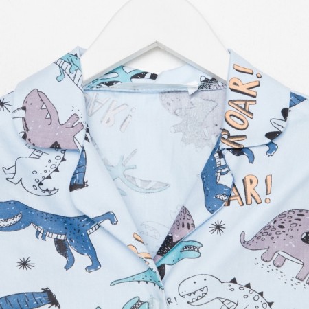 Pajama nursery from a flannel (shirt, trousers) KAFTAN "Dino", size 122-128, blue-8