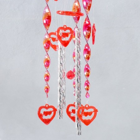 Wind music plastic "hearts in hearts" 4 tubes 76 cm-2