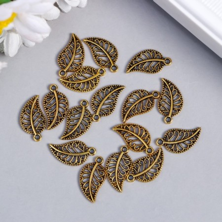 Decor Metal for creativity "Golden openwork leaf" set of 16 pcs 1.8x1 cm