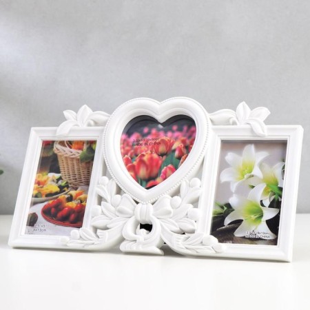 Photo frame Plastic in 3 photos 9x13, 10x10 cm "Balt and berries" white 17.5x32 cm-1
