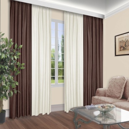 Set of curtains, size 160x260 cm, 2 pcs, cappuccino color, milk