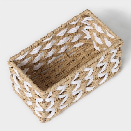 Basket for storage of handmade wicker work “Aika”, 19 × 11 × 10 cm, beige-white color-1