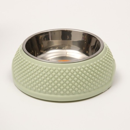 Metal bowl on a plastic base, 18.5 x 18.5 x 6 cm, green