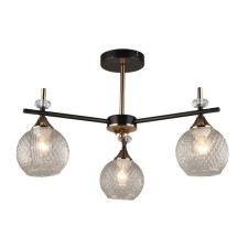 Светильник потолочный ЭкономСвет 12253/3CF+FGD CL, 3х60Вт, E27, 34,5х59х59 см, цвет золотой