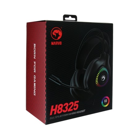 Marvo H8325 headphones, game, full -size, microphone, USB + 3.5 mm, 2 m, RGB, black-9