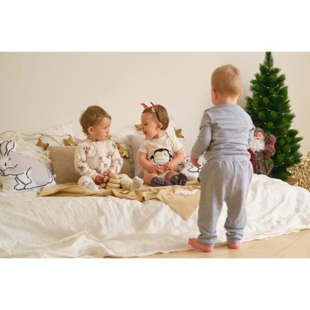 Combineson crumb I "Merry XMAS", height 62-68 cm, beige color-3