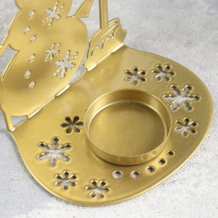 Snowman Snowman Metal for one candle, 7.5x10.7x15 cm, gold-3